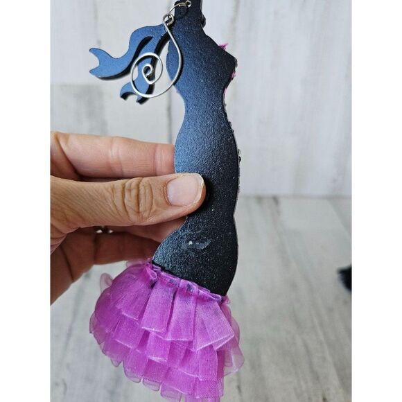 Fancy evening dress ornament pink beaded ruffle Xmas tree ornament - Picture 6 of 6